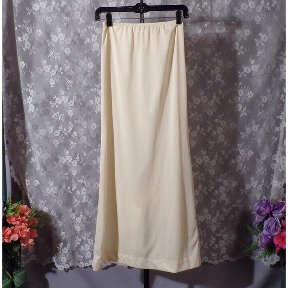 Vintage 70s Skirt Slip 1970s Ivory Maxi Long Half Slip Wedding Boho Size Small - Picture 1 of 5